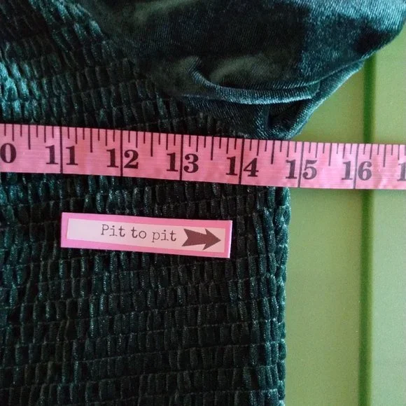 Simplee (L) Smocked Bodycon Off Shoulder Puff Short Sleeve Emerald Mermaid Dress - Picture 9 of 11